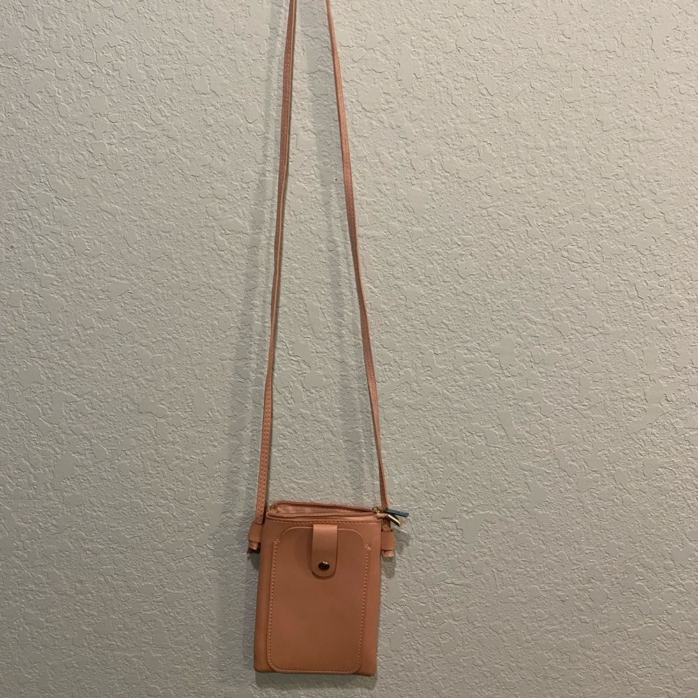 blush pink leather Messenger bag